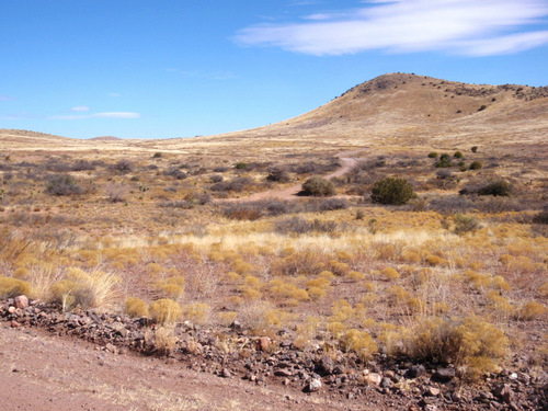 The first foot hills and a fork in the road.